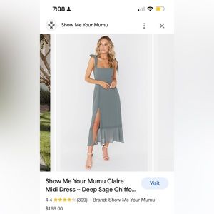 Show Me Your Mumu Claire MIDI Dress Chiffon Deep Sage